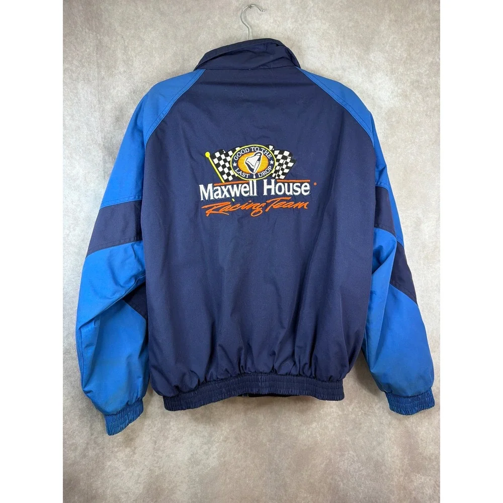VTG 90s Ford Motorsport‎ Racing Jacket Mens XL Blue Maxwell House Racing Team